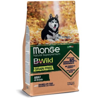 MONGE BWILD ALL BREEDS ADULT SALMONE E PISELLI 12 KG