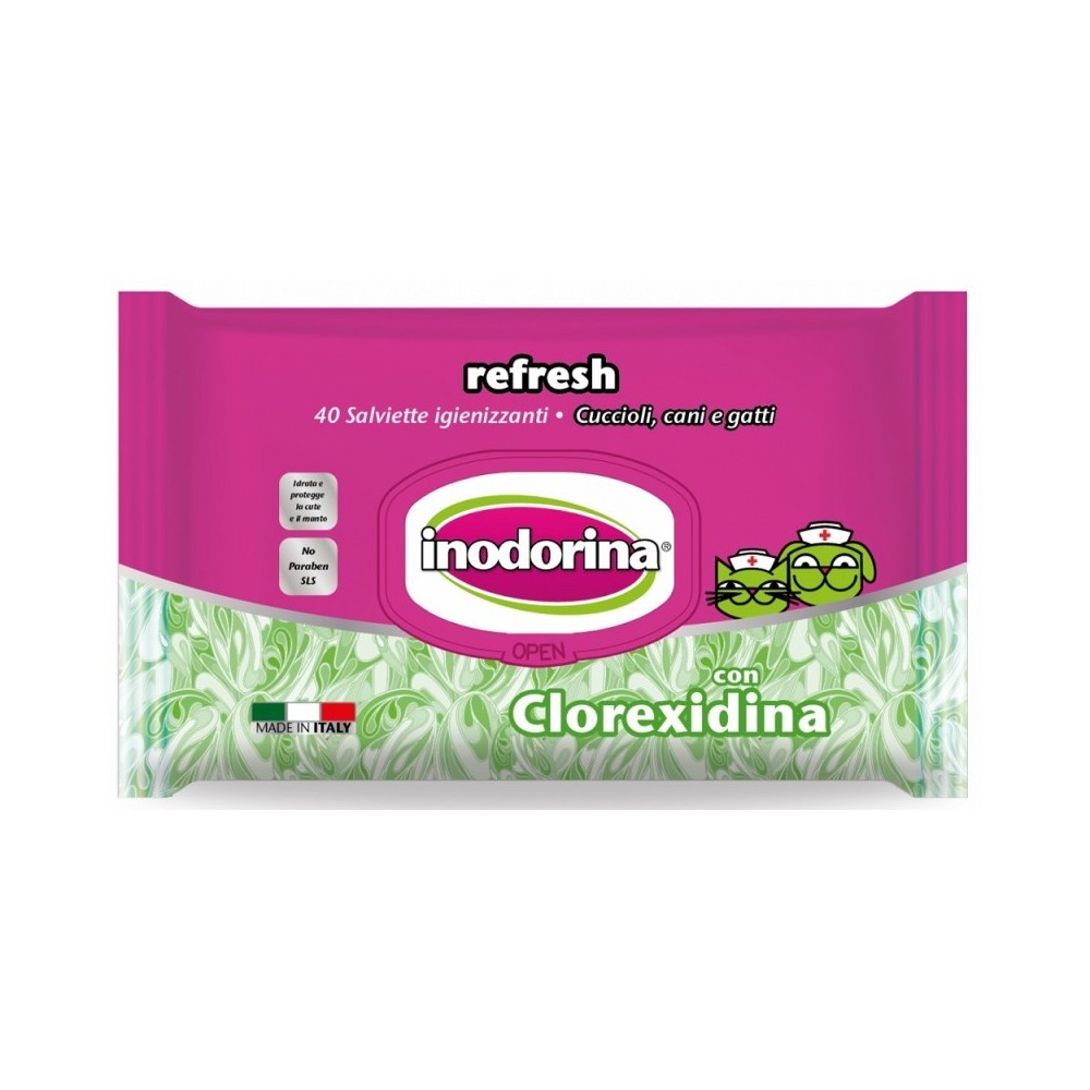 Inodorina Salviette Igieniche Clorexidina 40pz | Pulizia Animali