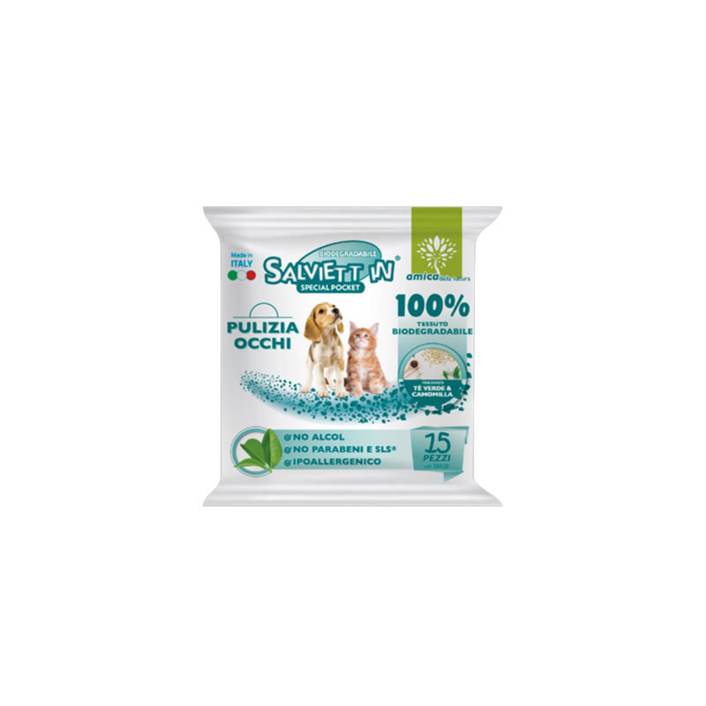 SALVIETT IN SPECIAL POCKET TE VERDE E CAMOMILLA  OCCHI (15pz)