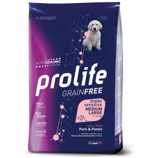 PROLIFE DOG GRAIN FREE SENSITIVE MERDIUM/LARGE PUPPY MAIALE E PATATE 2.5KG