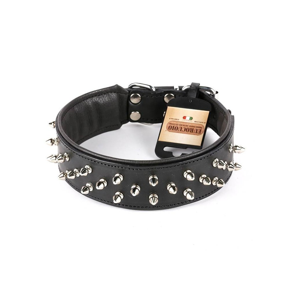CAMON COLLARE PITTBULL VERO CUOIO NEROcm60