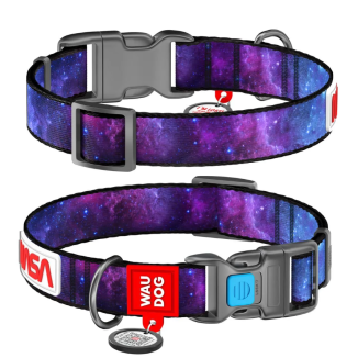 COLLARE WAU DOG NASA NYLON PER CANI CON QR CODE CHIUSURA IN PLASTICA TG M 20MM X 24/40 CM