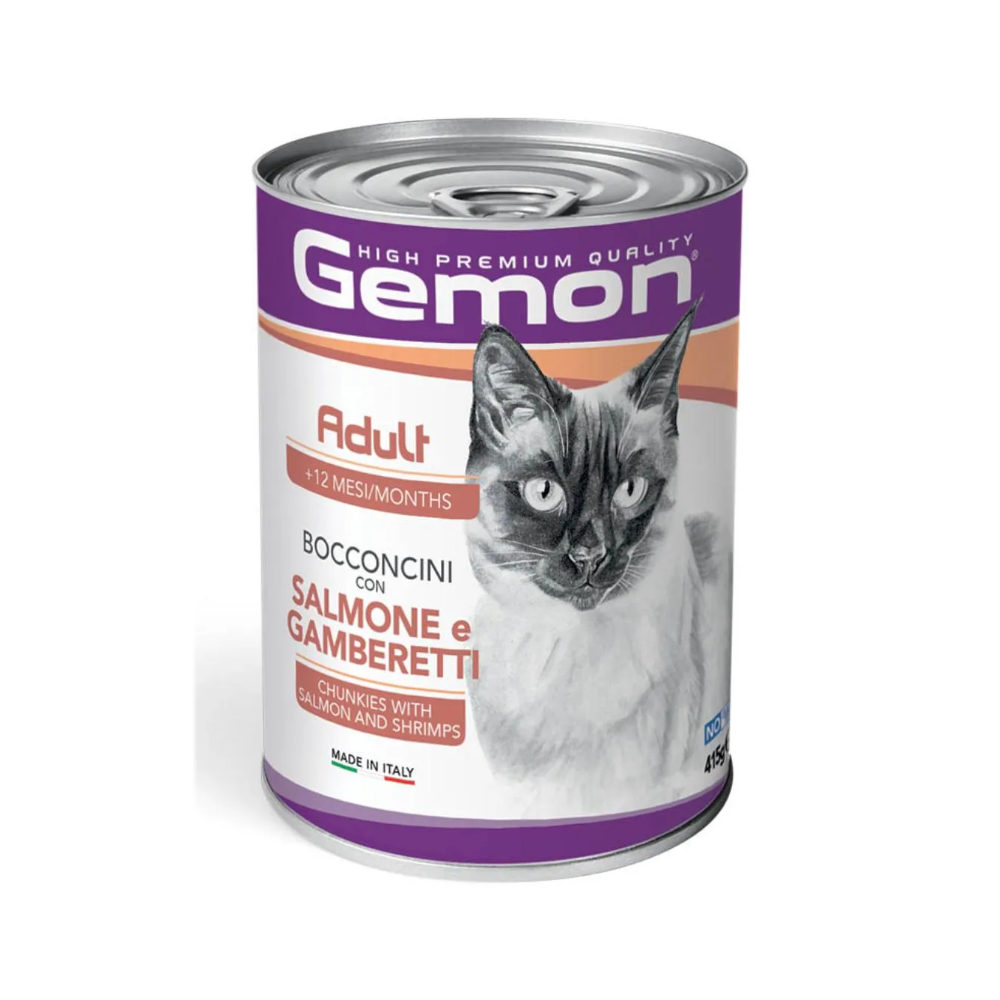 GEMON CAT BOCCONCINI ADULT SALMONE/GAMBERETTI 415 GR
