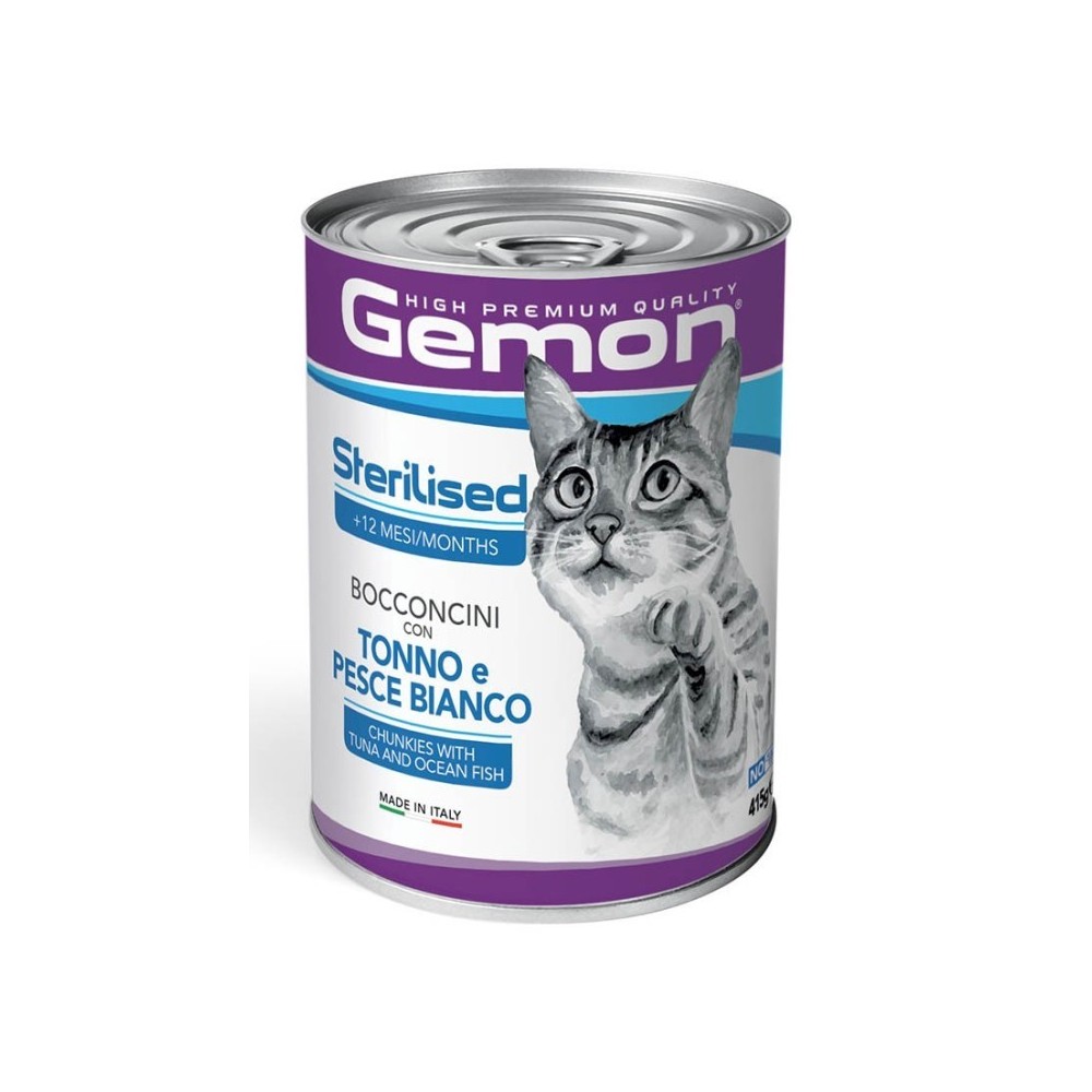 GEMON CAT BOCCONCINI STERILIZZATI TONNO/PESCE BIANCO GR415