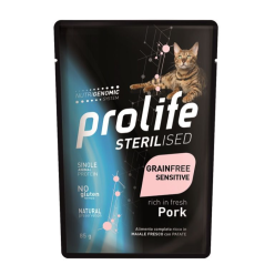 PROLIFE CAT STERILISED ADULT GRAIN FREE SENSITIVE MAIALE E PATATE 85GR