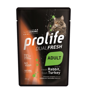 PROLIFE CAT DUAL FRESH ADULT CONIGLIO E TACCHINO 85GR