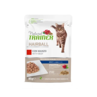 NATURAL TRAINER   CAT HAIRBALL BEEF 85 GR Busta