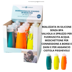 FARM COMPANY BORRACCIA IN SILICOME SENZA BPA CON MOSCHETTONE 600ML
