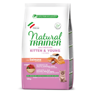 NATURAL TRAINER CAT KITTEN (1-6) SALMON 1,5 KG New