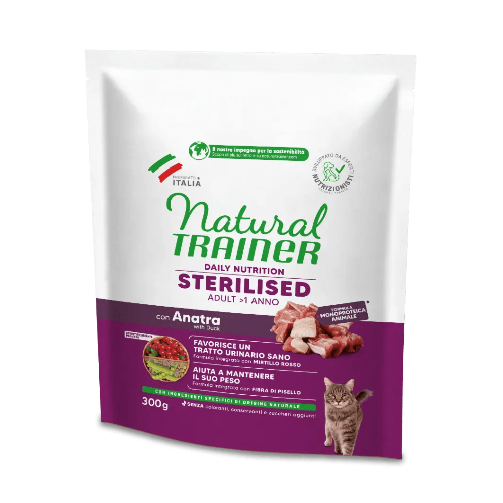 NATURAL TRAINER CAT STERILISED DUCK 300 GR New