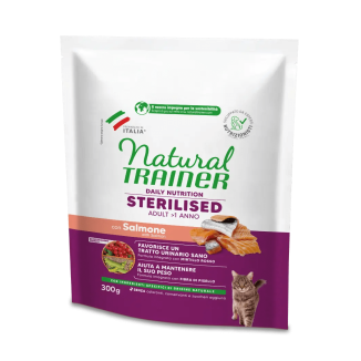 NATURAL TRAINER CAT STERILISED SALMON 300 GR New