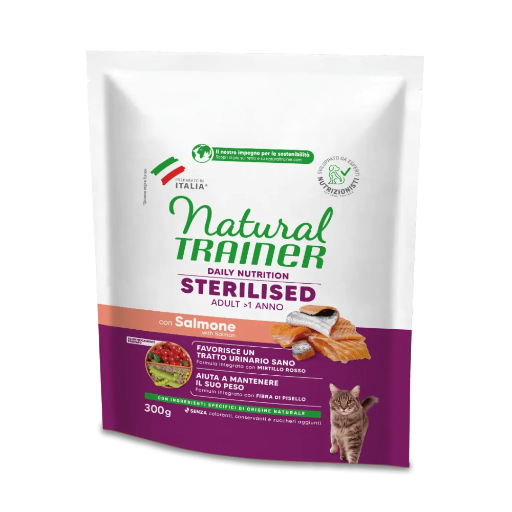 NATURAL TRAINER CAT STERILISED SALMON 300 GR New