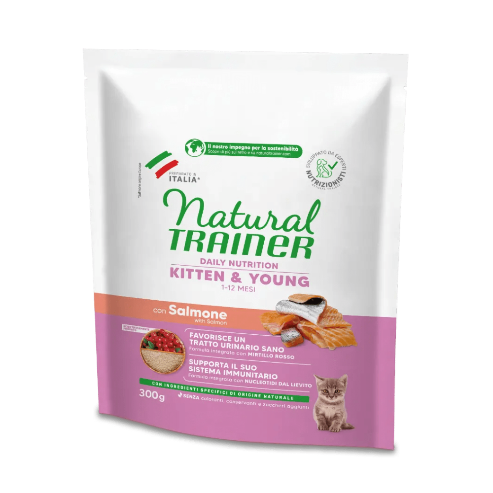 NATURAL TRAINER CAT KITTEN (1-6) SALMON 300 GR New