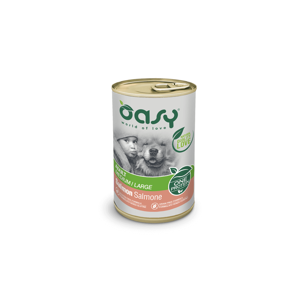 Oasy Wet Dog OAP - ADULT MEDIUM/LARGE SALMONE Lattina 400 gr (12pz)
