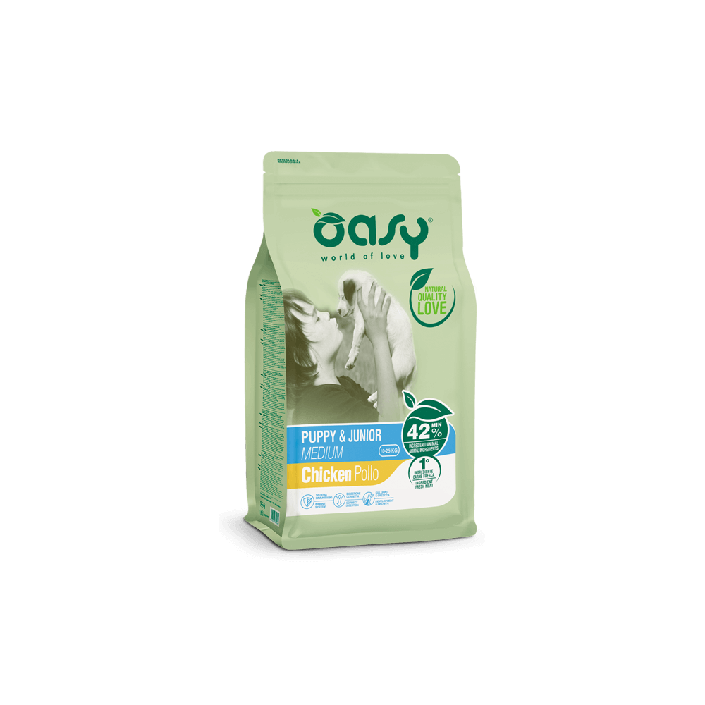 Oasy Puppy Junior Medium Pollo 12kg | Cuccioli Taglia Media