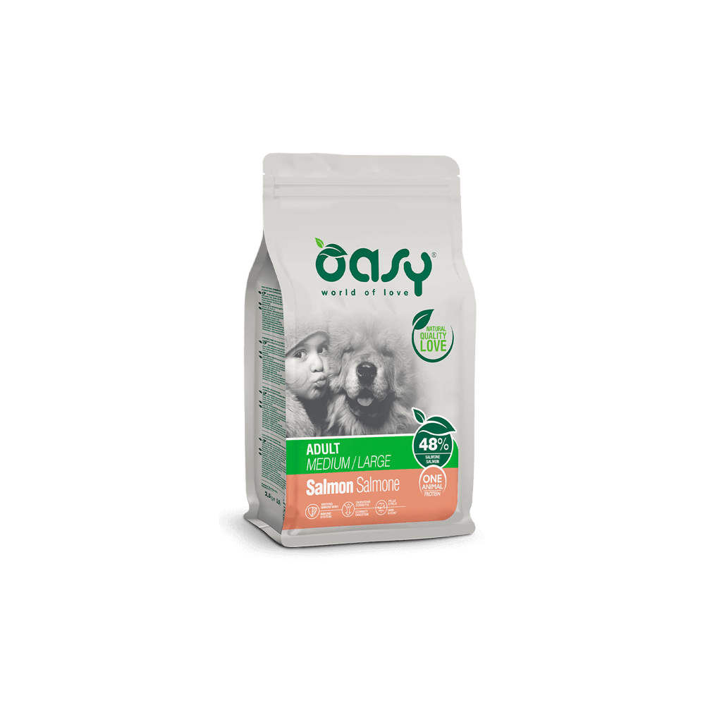 Oasy Dry Dog OAP - ADULT MEDIUM/LARGE SALMONE 12 Kg