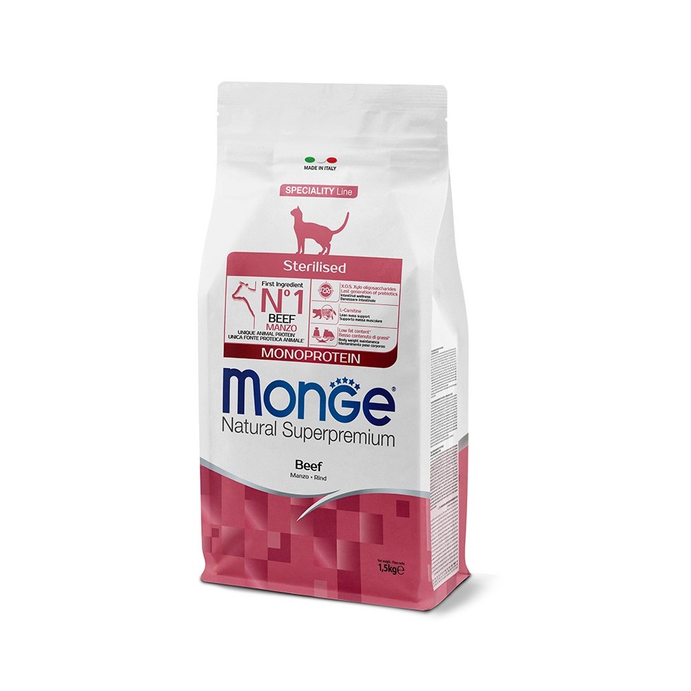 MONGE SUPERPREMIUM STERILISED MONOPROTEIN MANZO 1.5KG