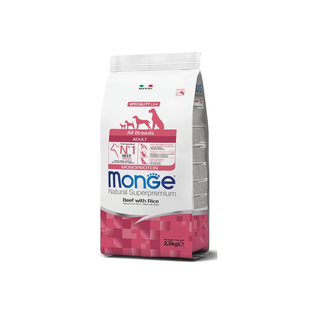 Monge Manzo e Riso Monoproteico 2.5kg | Cane Adulto