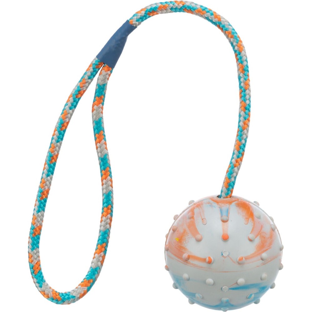 Trixie Palla con Corda in Gomma Naturale 4.5cm | Gioco per Cani Piccoli