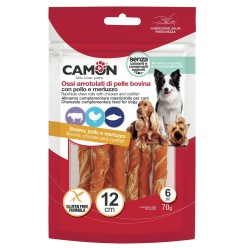 CAMON Rolls di Pelle Bovina con Pollo e Merluzzo 140gr | Snack Lunga Durata