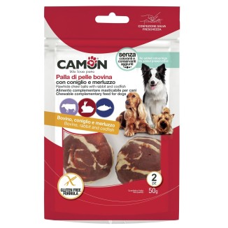 CAMON Palla di Pelle Bovina con Coniglio e Merluzzo | Gioco per Cani