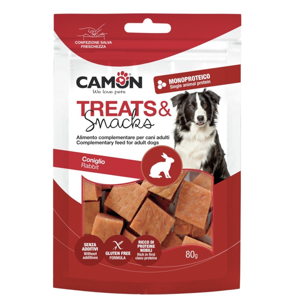 CAMON Rabbit Big Bites 80gr | Snack di Coniglio per Cani