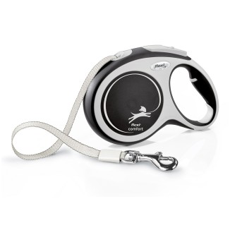 Flexi New Comfort Fettuccia 8m Nero | Guinzaglio Retrattile Extra Lungo