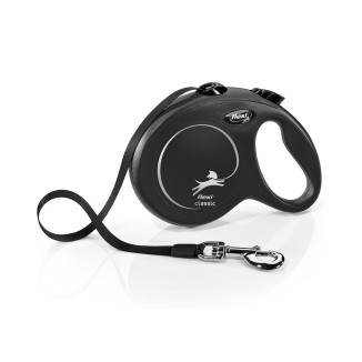 Flexi New Classic Fettuccia 5m Nero | Guinzaglio Retrattile per Cani