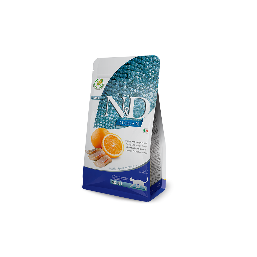 N&D Ocean Cat Aringa e Arancia Adult 300gr | Alimento Gatti