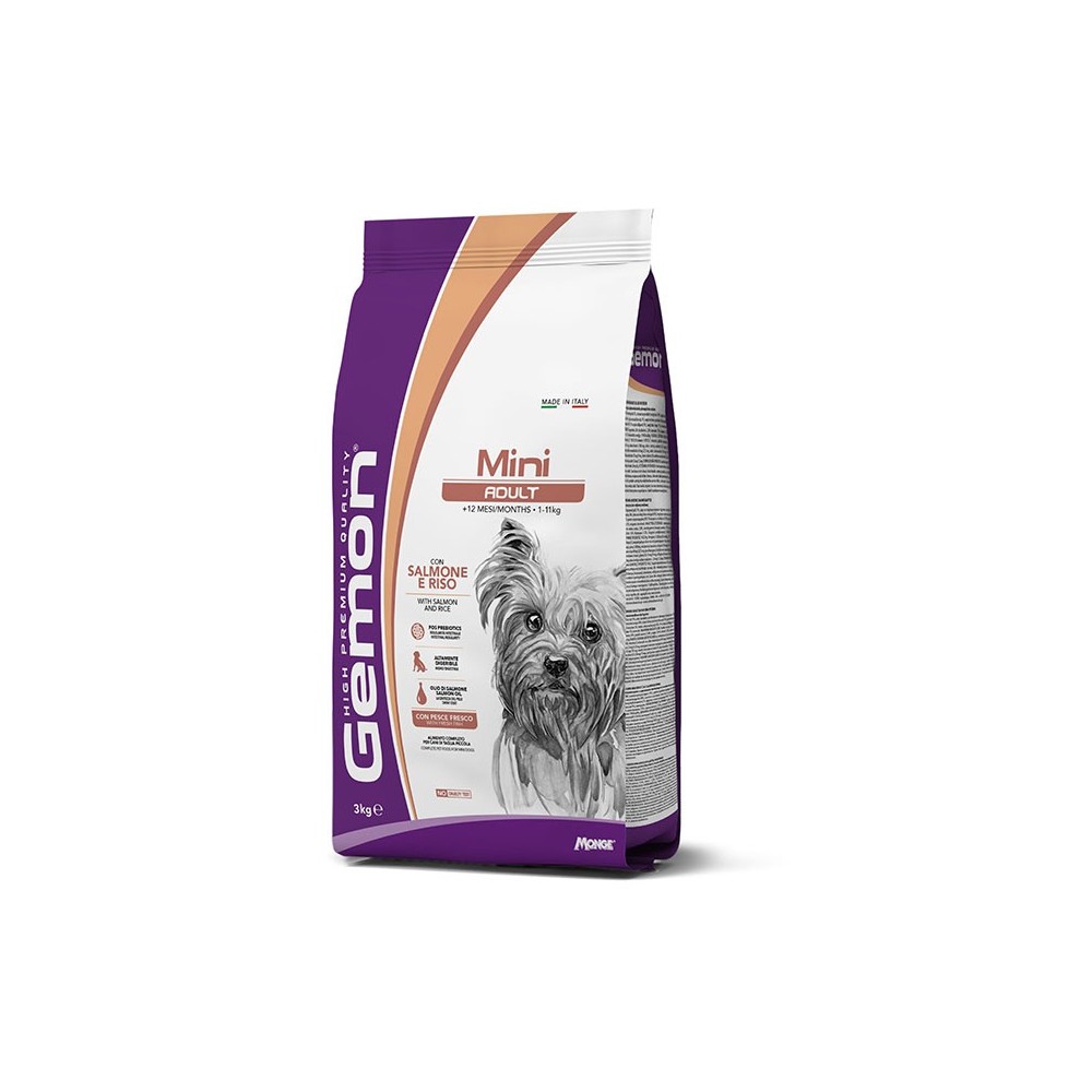 Gemon Mini Adult Salmone e Riso 3kg | Alimento per Cani Piccoli