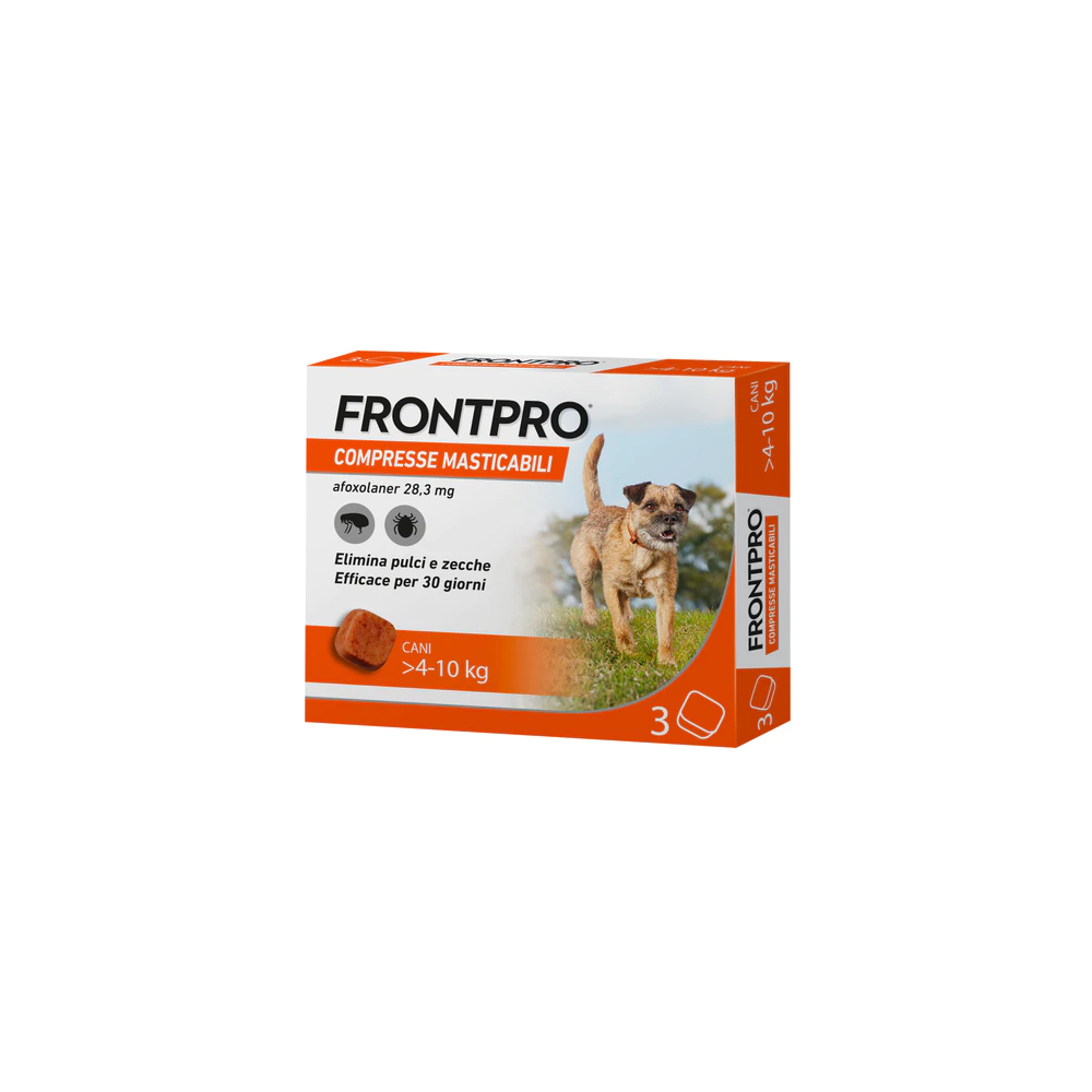 FRONTPRO 4/10 KG COMPRESSE MATISCABILI PULCI E ZECCHE 3CP